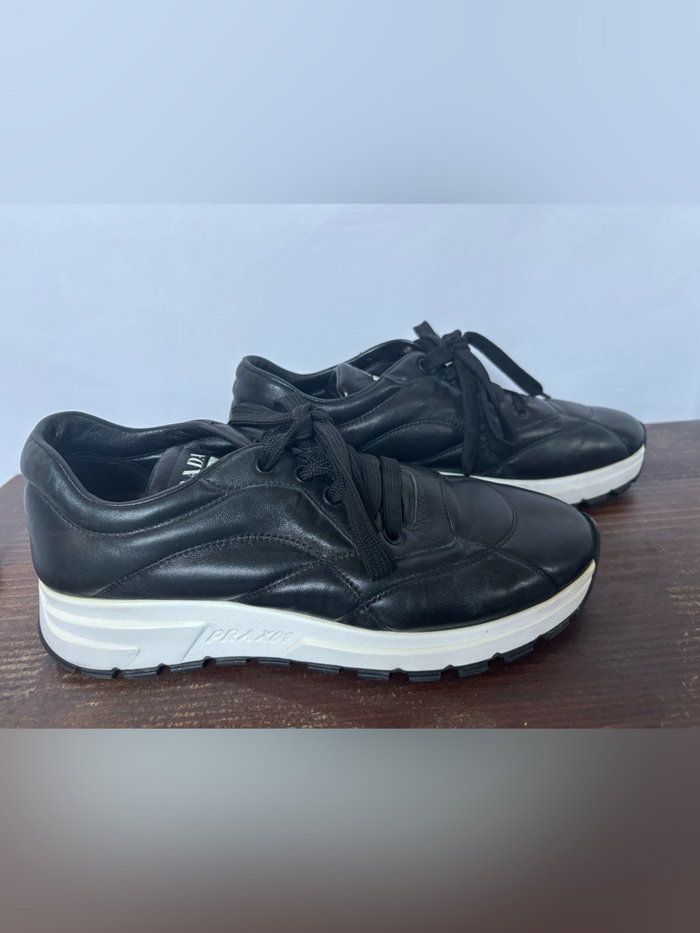 Prada Prax 01 black leather sneakers